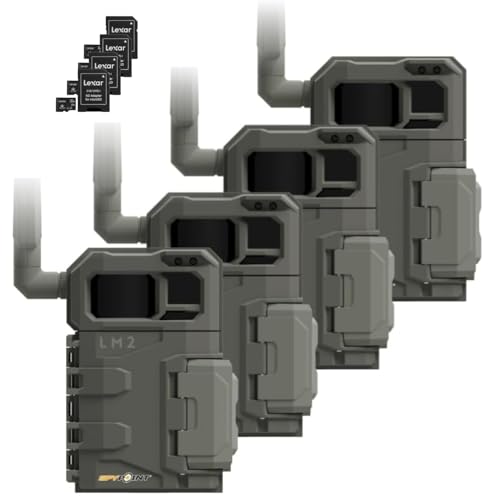 SPYPOINT LM2 Twin Pack Cellular Trail Camera - 20MP Photos, Infrared Game Night Vision Photos, 90' Flash Trail Camera & Detection Range + SD Cards (4 PK) (Nationwide)