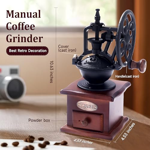 Vintage Wooden Manual Coffee Grinder for French Press T982959