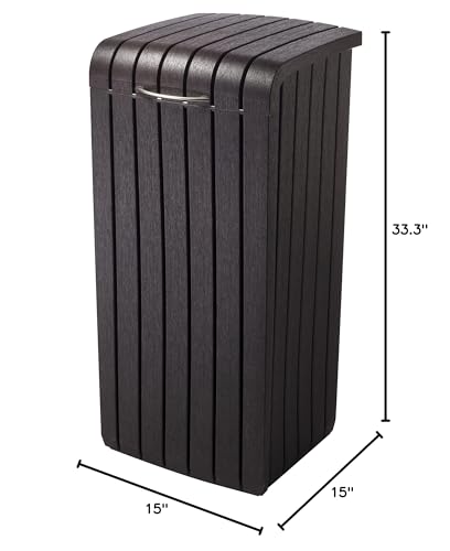 32 Gallon Resin Trash Can with Lid for Patio and Outdoor Kitchen H9232