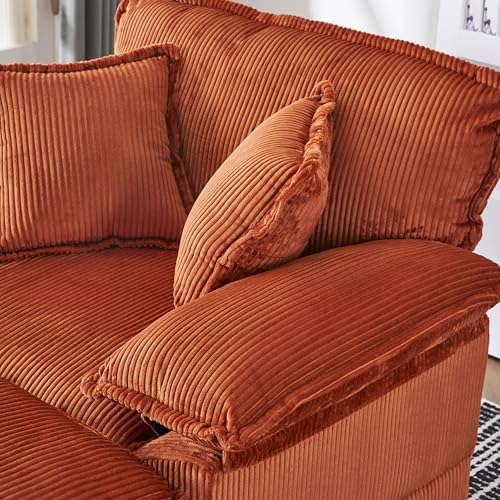Corduroy Chaise Lounge Chair with Ottoman and Lumbar Pillows G200