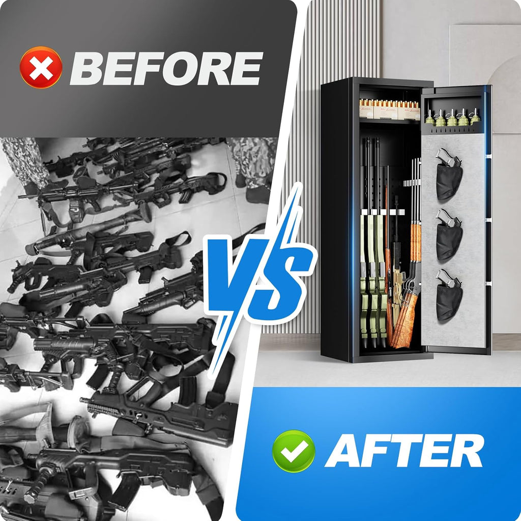 Large Unassembled Gun Safe with Fingerprint Access, Removable Shelf and Pistol Bag I829298