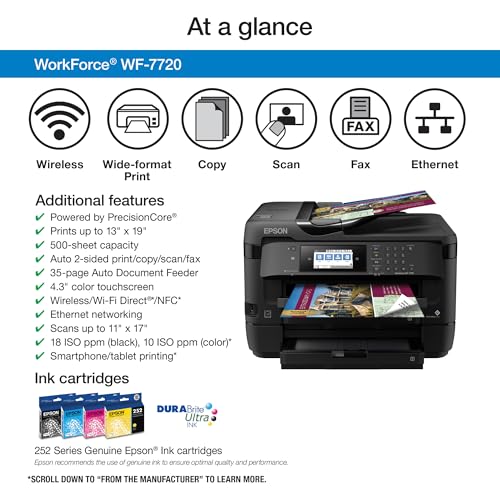 Wireless Wide-format Color Inkjet Printer with Copy, Scan, Fax and Ethernet E39046