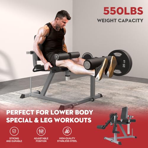 Leg Extension and Curl Machine, Adjustable Lower Body Exercise Bench for Home Gym C542056