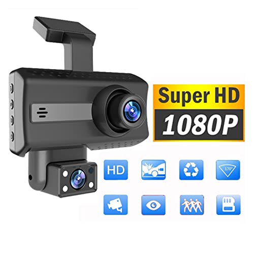 Dash Cam 2 Channel 1080P Dual Cameras FHD DVR 3.0" IPS Screen 170° Wide Angle G-Sensor Parking Monitor Loop Recording Motion Detection WDR Night Vision U288077