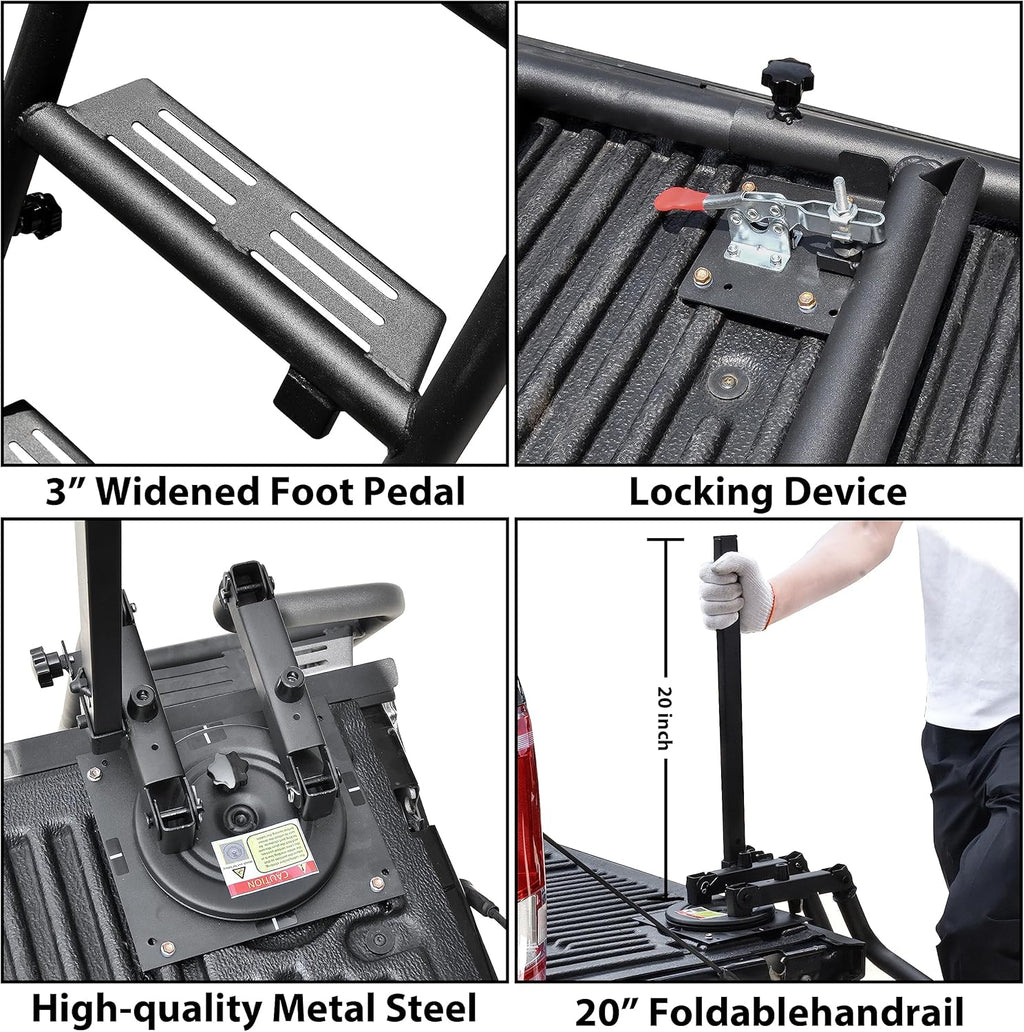 Foldable Pickup Truck Tailgate Ladder with Grab Handle L9291