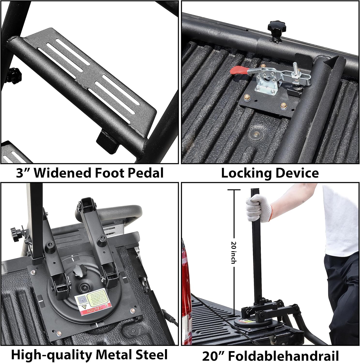 Foldable Pickup Truck Tailgate Ladder with Grab Handle L9291