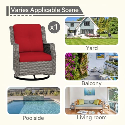 Outdoor Swivel Rocker Patio Chair with Olefin Fabric Cushions H736376