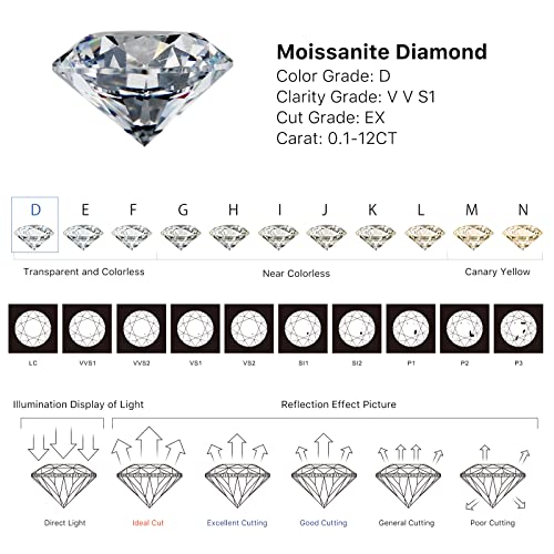 Moissanite Hoop Earrings for Women Men, Sterling Silver Plated 18K White Gold K2817