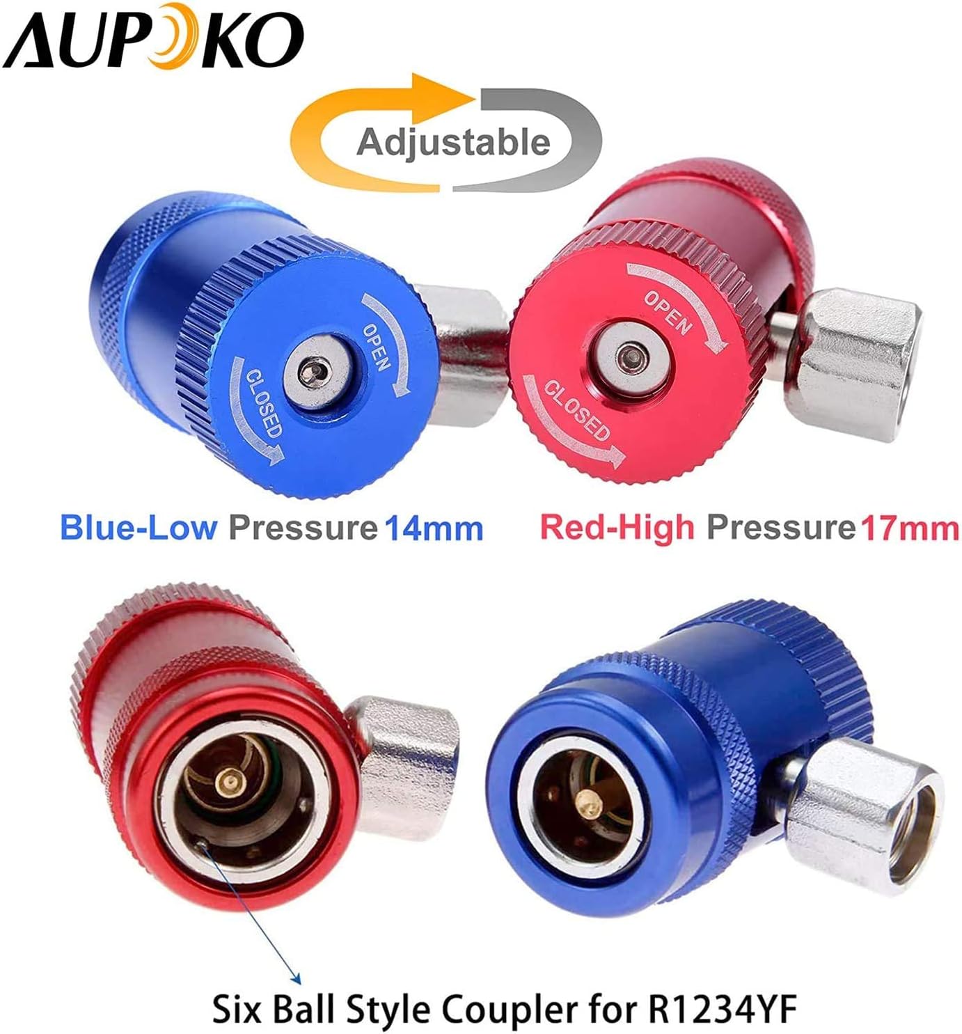 R1234YF Quick Couplers Kit with R12 R22 to R134A Adapters and Valve Core Remover A28245