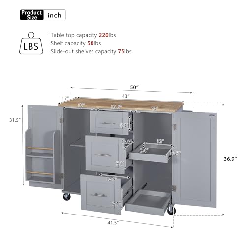Kitchen Island with Storage, Rolling Drop Leaf Design, White P83022