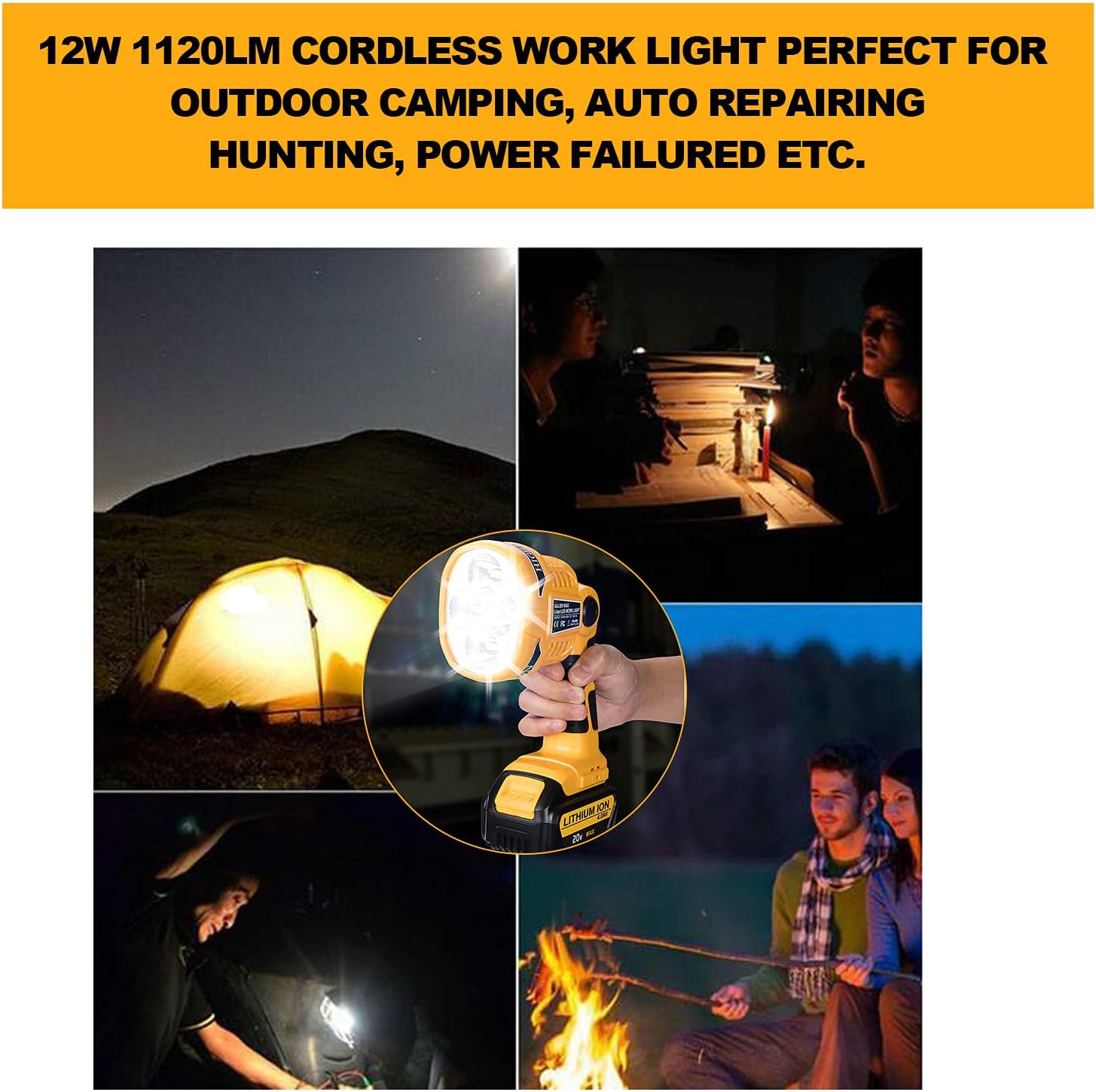 Cordless LED Work Light with USB Port and Pivoting Head A325781