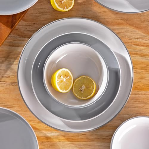 18-Piece Ceramic Dinnerware Set for 6, White Stoneware Plates and Bowls, Dishwasher Safe U868