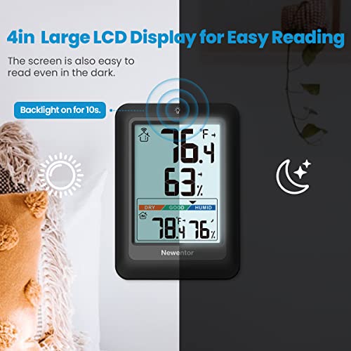 Indoor Outdoor Thermometer Hygrometer Wireless with 2 Sensors, 328ft Range, Black X150990
