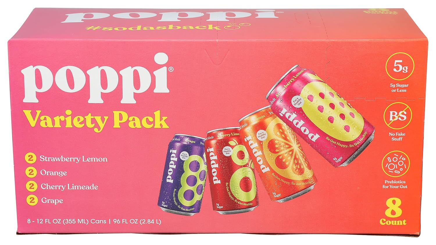 Poppi Variety Probiotic Soda 8pk, 12 FZ