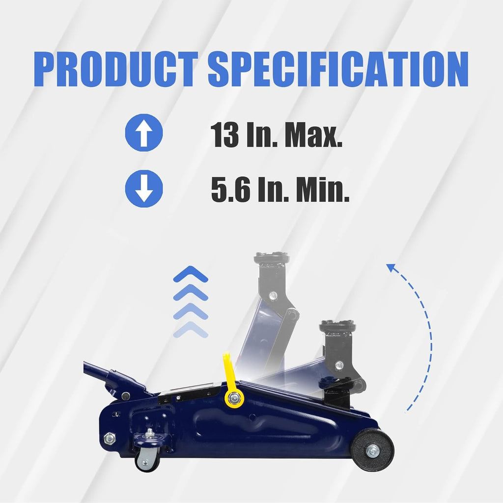 Hydraulic Trolley Floor Jack with Carrying Case, 2 Ton Capacity P48484