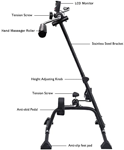Pedal Exerciser for Arms and Legs, Adjustable Fitness Equipment for Seniors, with Monitor B64391