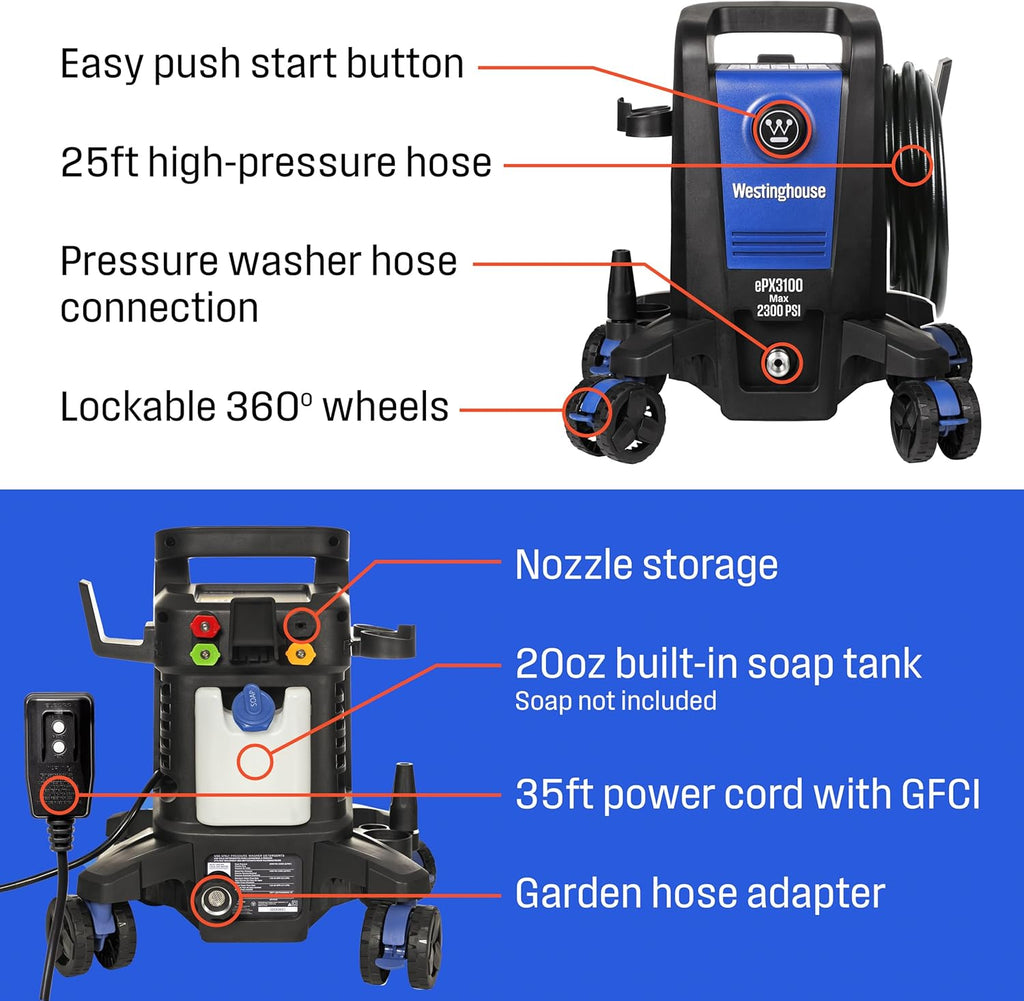 Electric Pressure Washer 2300 PSI with 6-in-1 Nozzle A7896