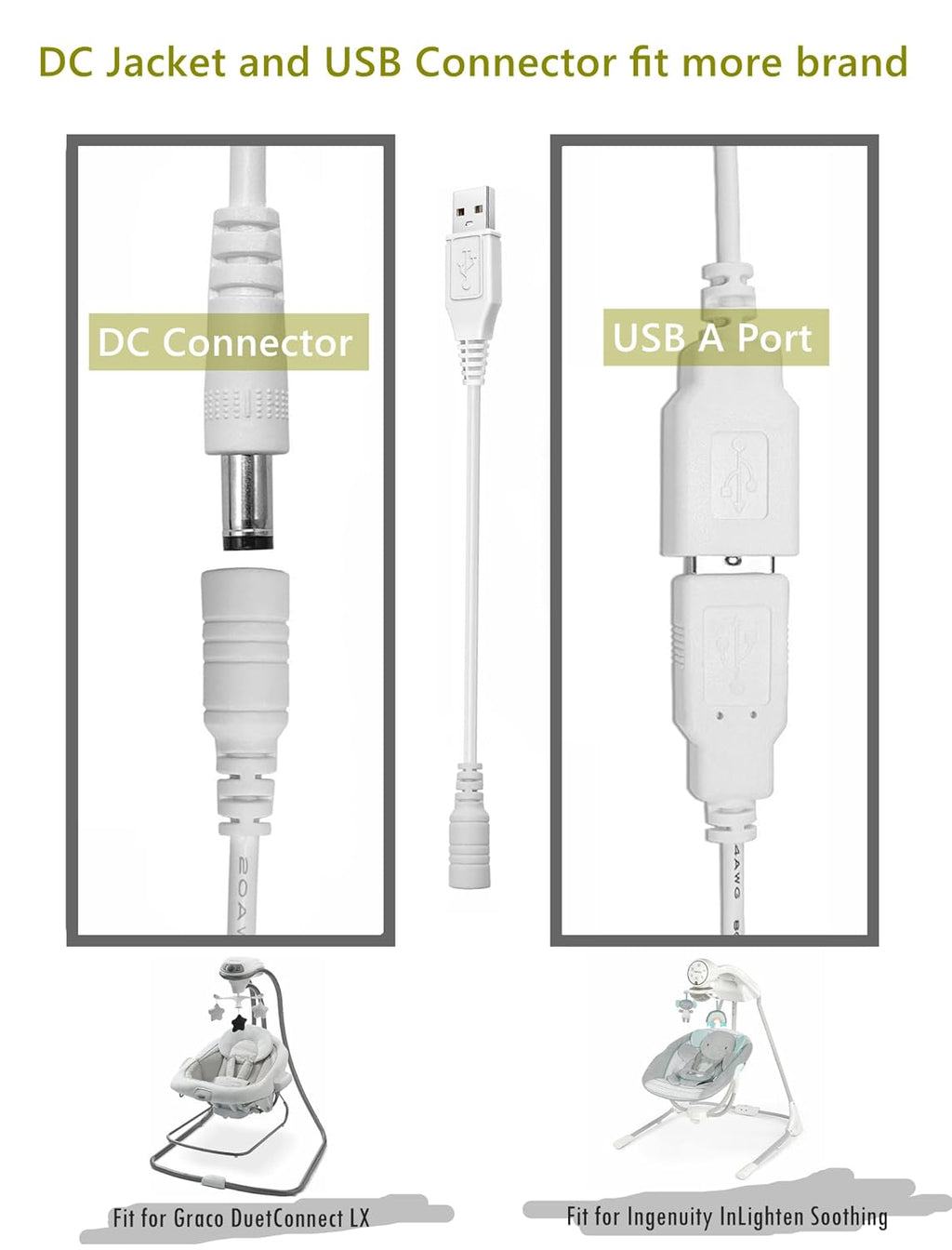 Replacement baby swing cord USB charger A3388