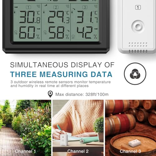 Outdoor Thermometer, Digital Room Temperature Monitor with LCD Display, Wireless Humidity Gauge O474