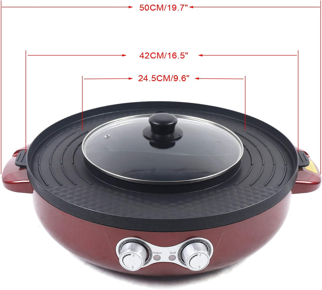 2 in 1 Electric Grill and Hot Pot with Dual Temp Control H3114