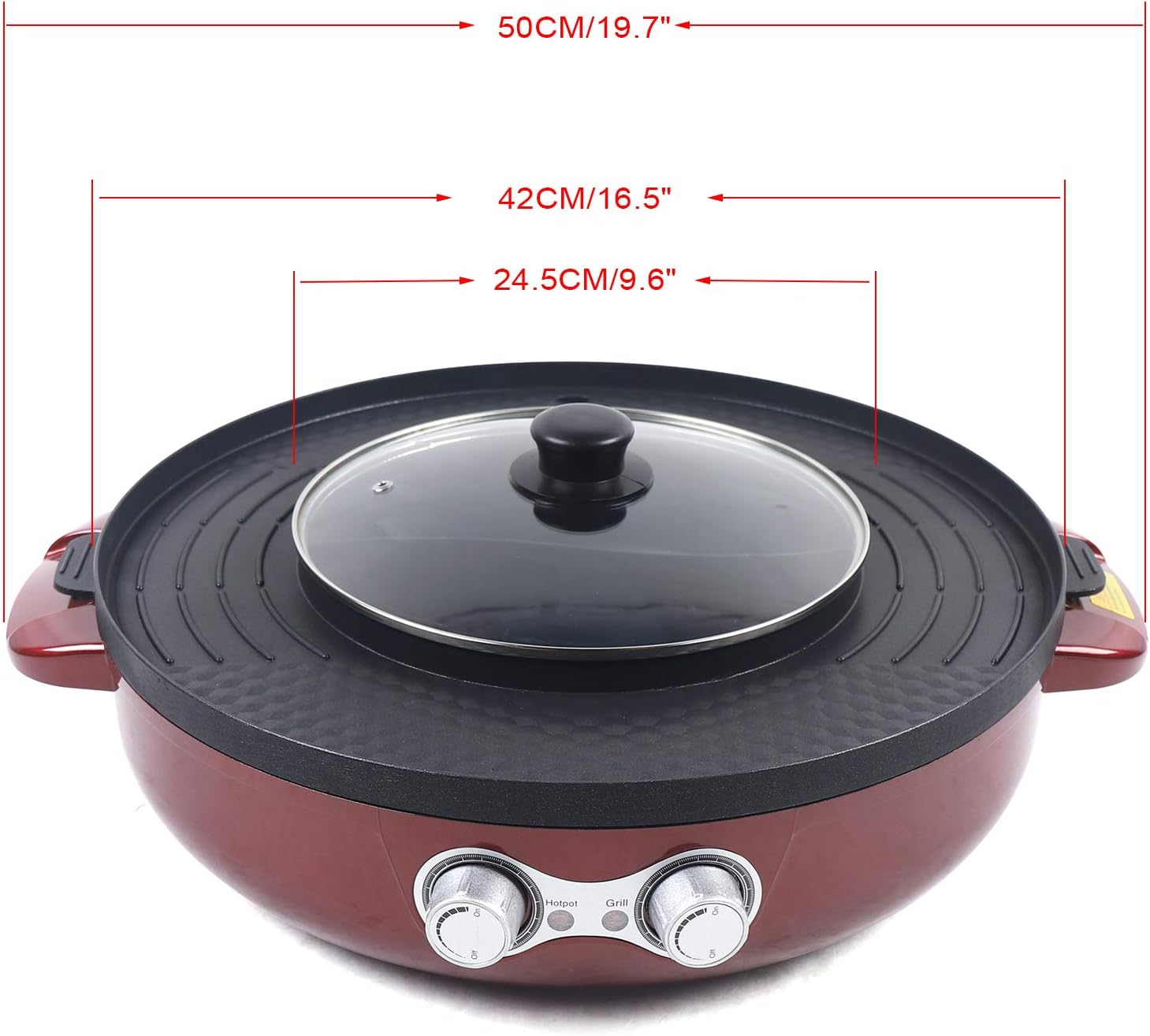 2 in 1 Electric Grill and Hot Pot with Dual Temp Control H3114
