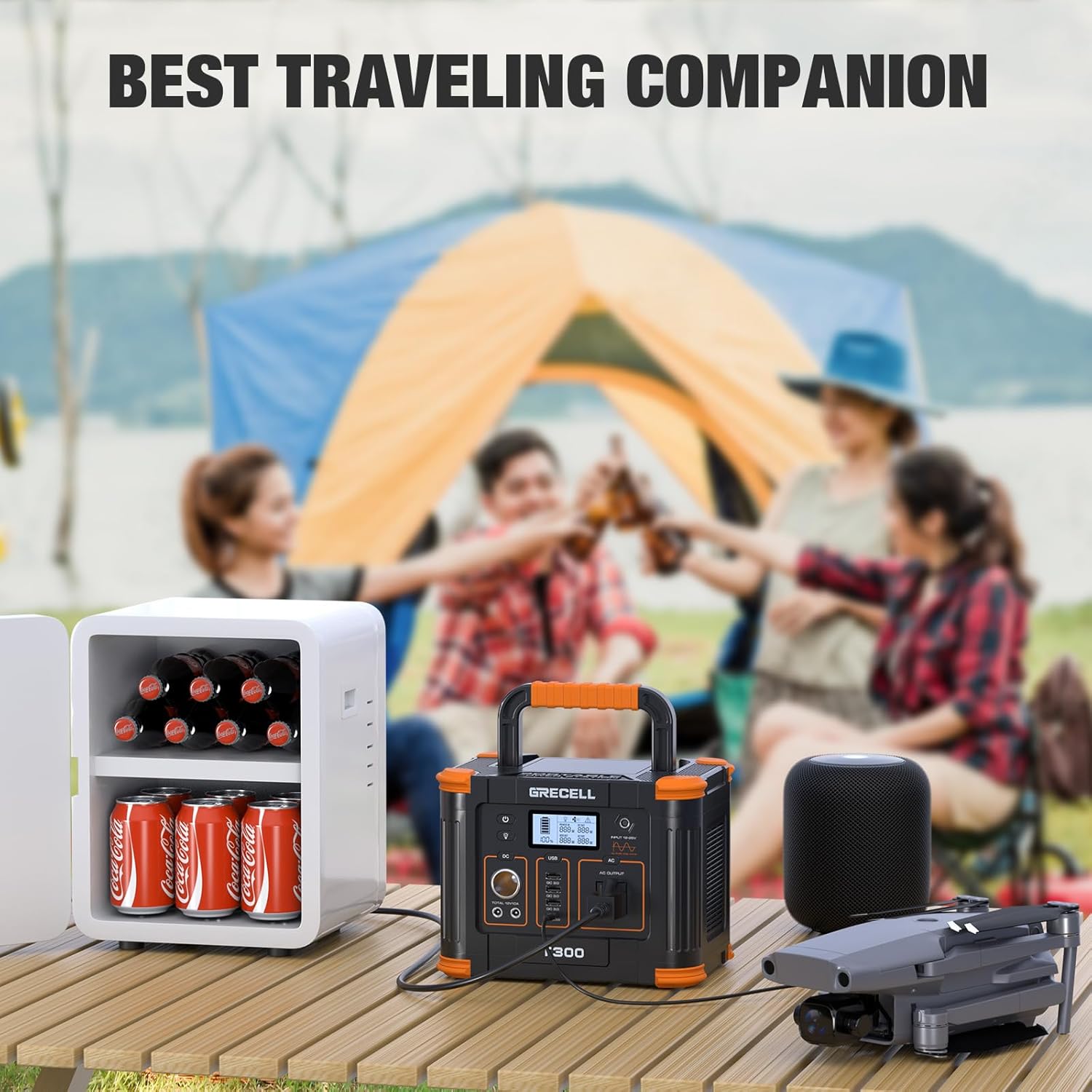 Portable Power Station 300W with 80W Foldable Solar Panel, 288Wh Backup Lithium Battery Y78656