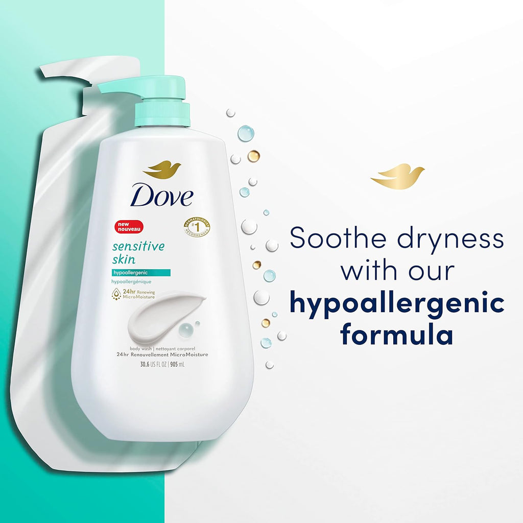 Moisturizing Body Wash Bundle with Foaming Deep Moisture and Hypoallergenic Formula, 7-Pack D810461