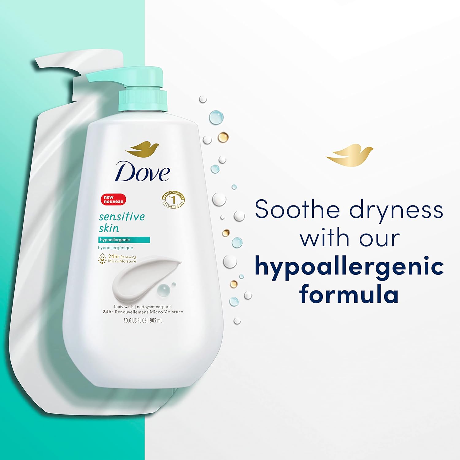 Moisturizing Body Wash Bundle with Foaming Deep Moisture and Hypoallergenic Formula, 7-Pack D810461