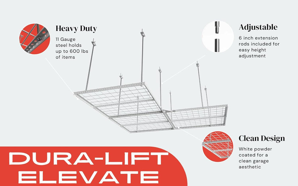 Adjustable Height Overhead Garage Door Ceiling Triple L Shaped Platform A65335