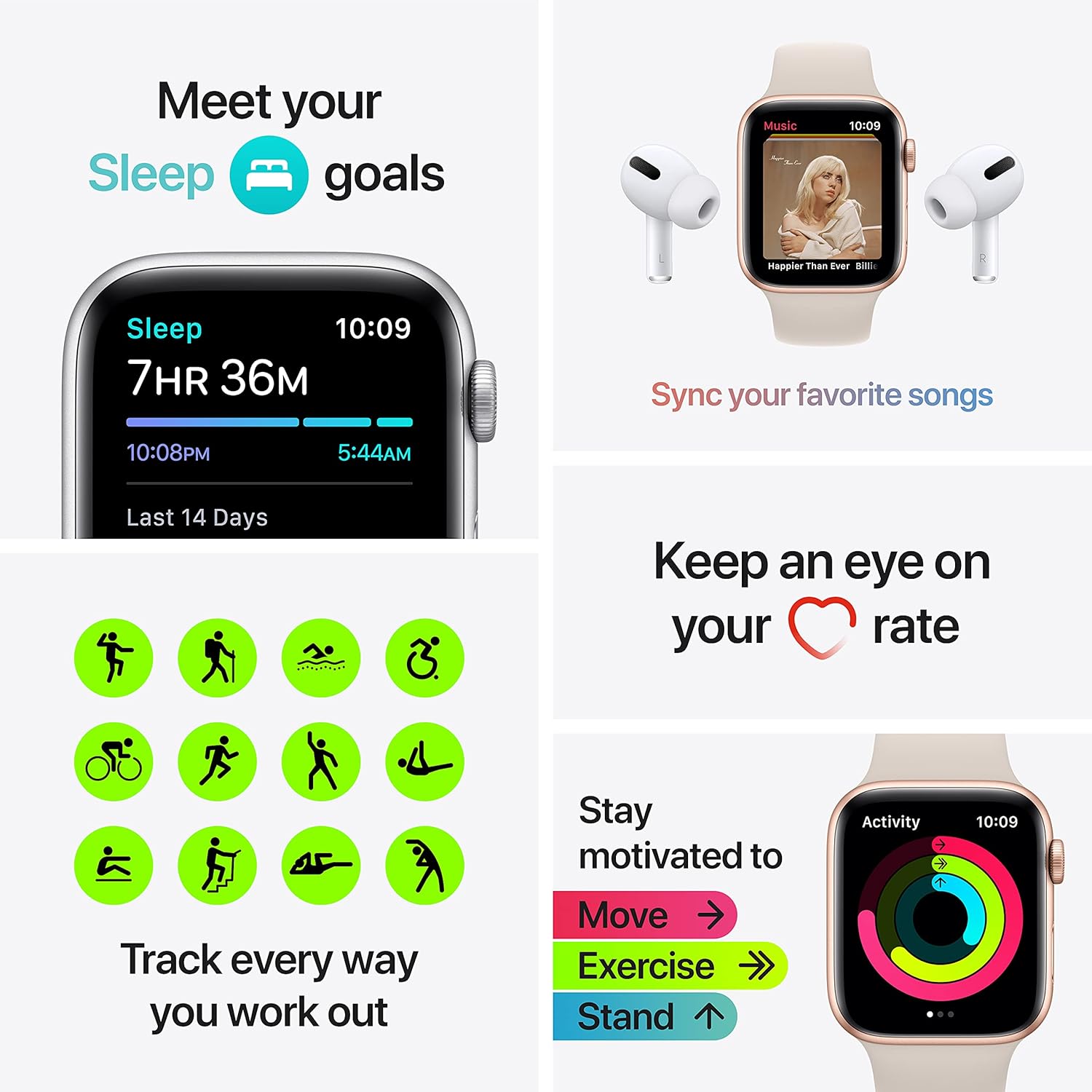 Smart Watch GPS 40mm with Gold Aluminum Case and Starlight Sport Band C681395