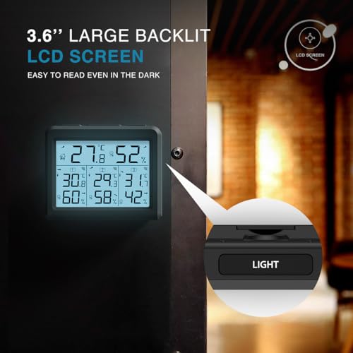 Outdoor Thermometer, Digital Room Temperature Monitor with LCD Display, Wireless Humidity Gauge O474