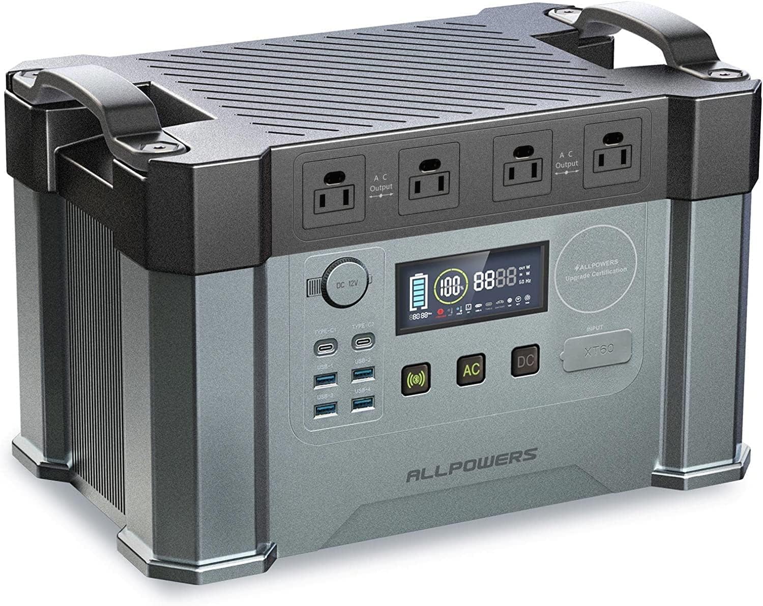 ALLPOWERS 2000W Portable Power Station 1500Wh MPPT Solar Generator with 4 AC Outlets 900W Input Home Backup Battery for Outdoor Camping RV Emergency Off-Grid