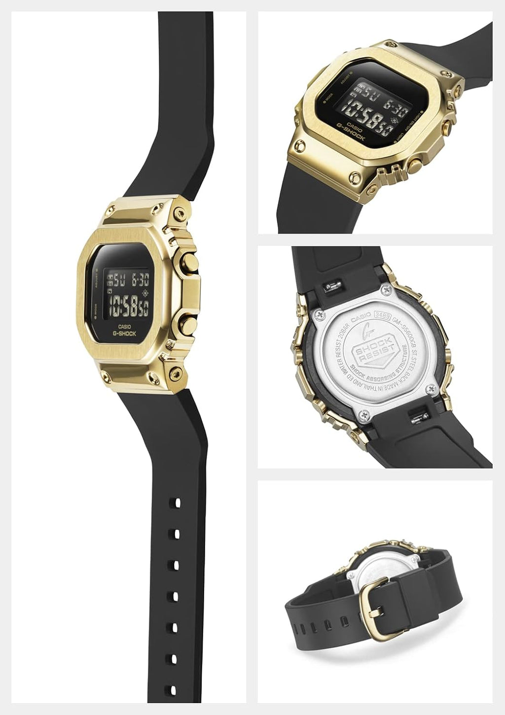 Compact Metal Watch Black Gold Q7441