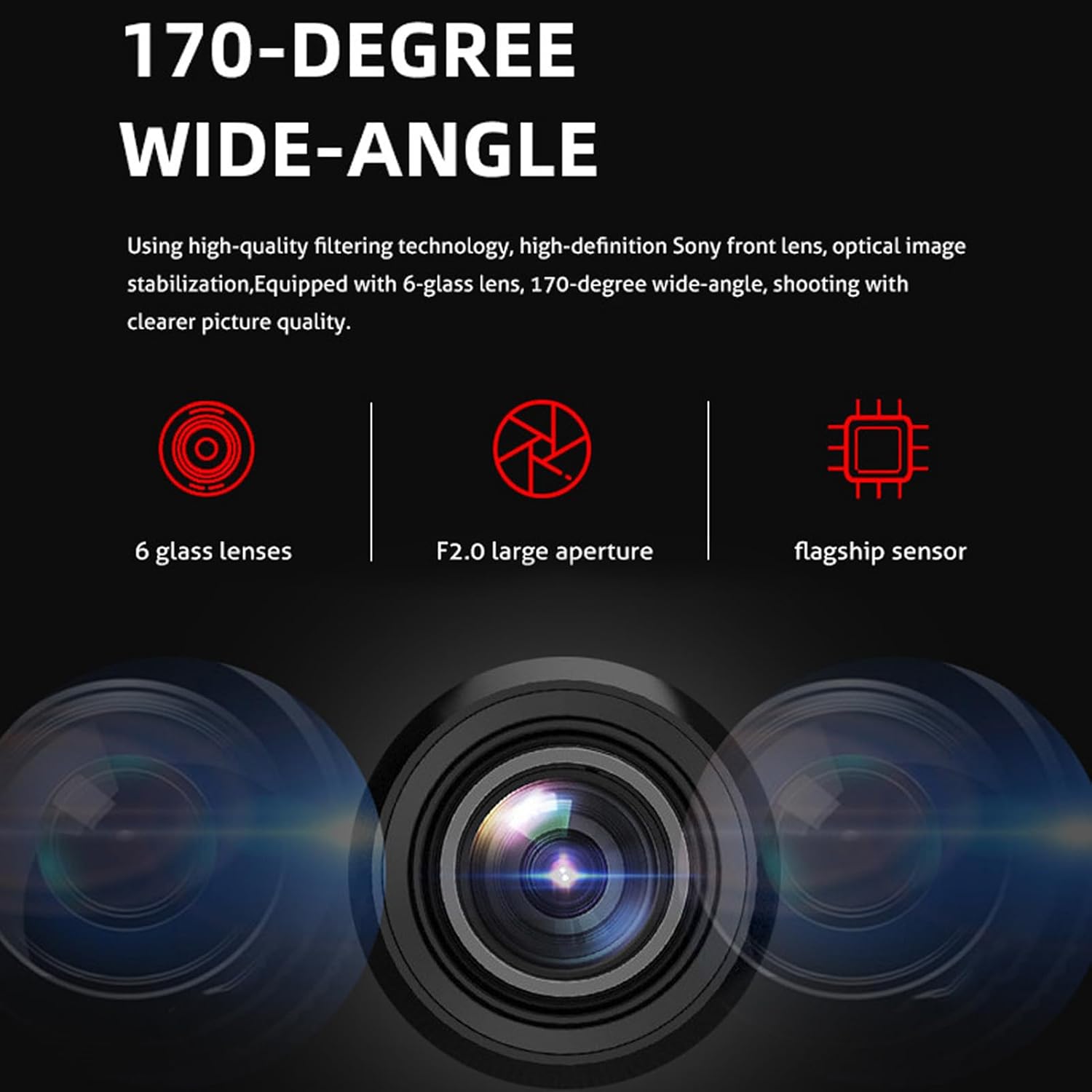 Dash Cam 1080P Front and Rear with 170° Wide Angle V361344