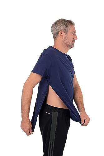 USBD Post Surgery Shoulder Recovery Shirt Tearaway Snap Open Design Tshirt for Easy Chemo Port Access Tee