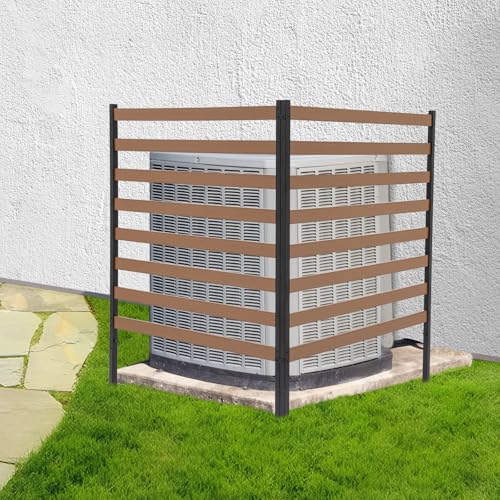 Air Conditioner Fence 2 Panels 39"W x 51"H Privacy Screens Fence Panel for Outdoor Units Pool Equipment Trash Can Enclosure for Outside (Brown)