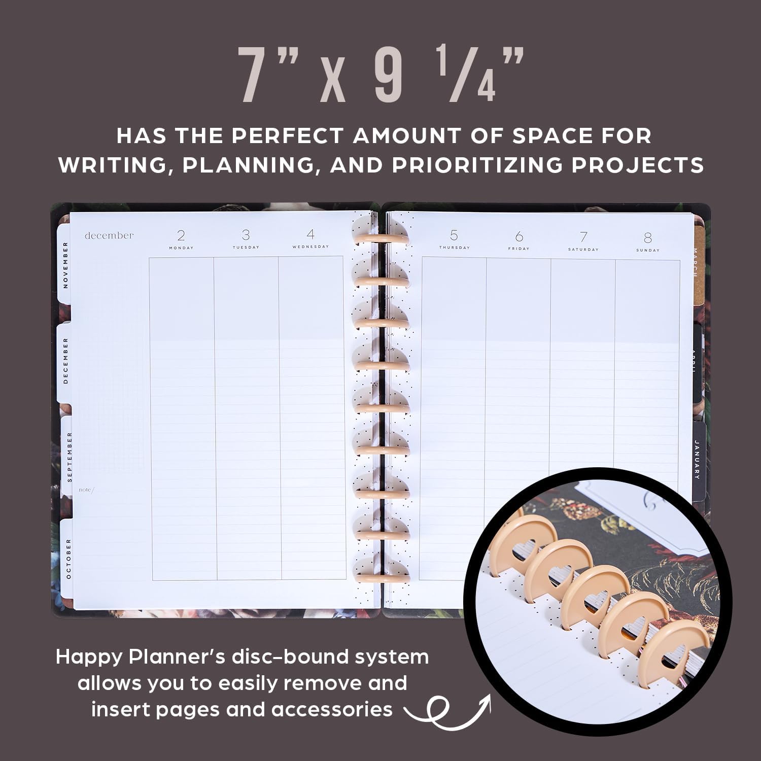 Disc-Bound 12-Month Academic Planner, Daily and Monthly, Classic Size, Vertical Layout, 7" x 9 1/4" X91475