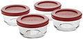 Anchor Hocking Classic Glass Food Storage Containers with Lids, Red, 2-Cup, 4-Cup, 7-Cup (6-Piece Set)