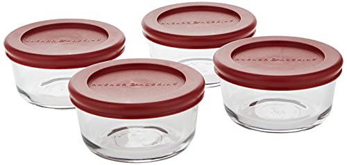 Anchor Hocking Classic Glass Food Storage Containers with Lids, Red, 2-Cup, 4-Cup, 7-Cup (6-Piece Set)