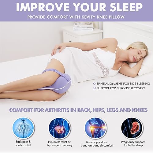 Memory Foam Knee Pillow for Side Sleepers with Cooling Cover D247081