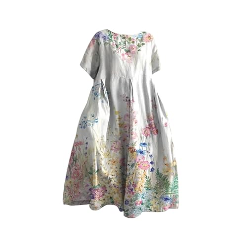 Boho Floral Maxi Dress Summer Casual Loose Long Dress with Pockets N544