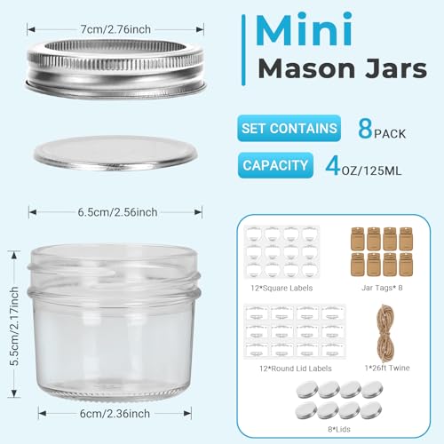 Wide Mouth Glass Mason Jars 12 Pack with Airtight Lids W48688