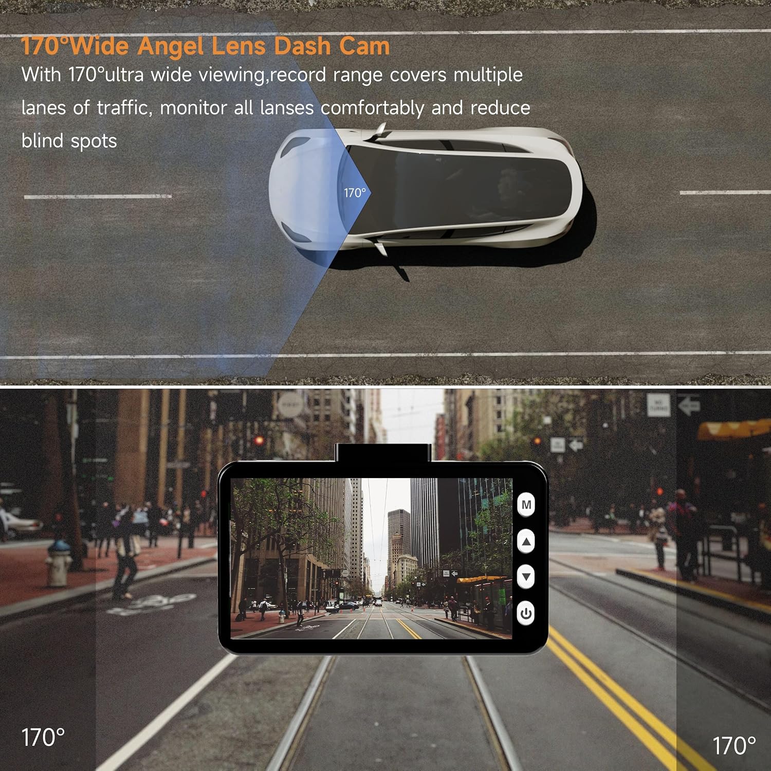 4K UHD Dash Cam with 3" IPS Screen, Night Vision, 170° Wide Angle C943