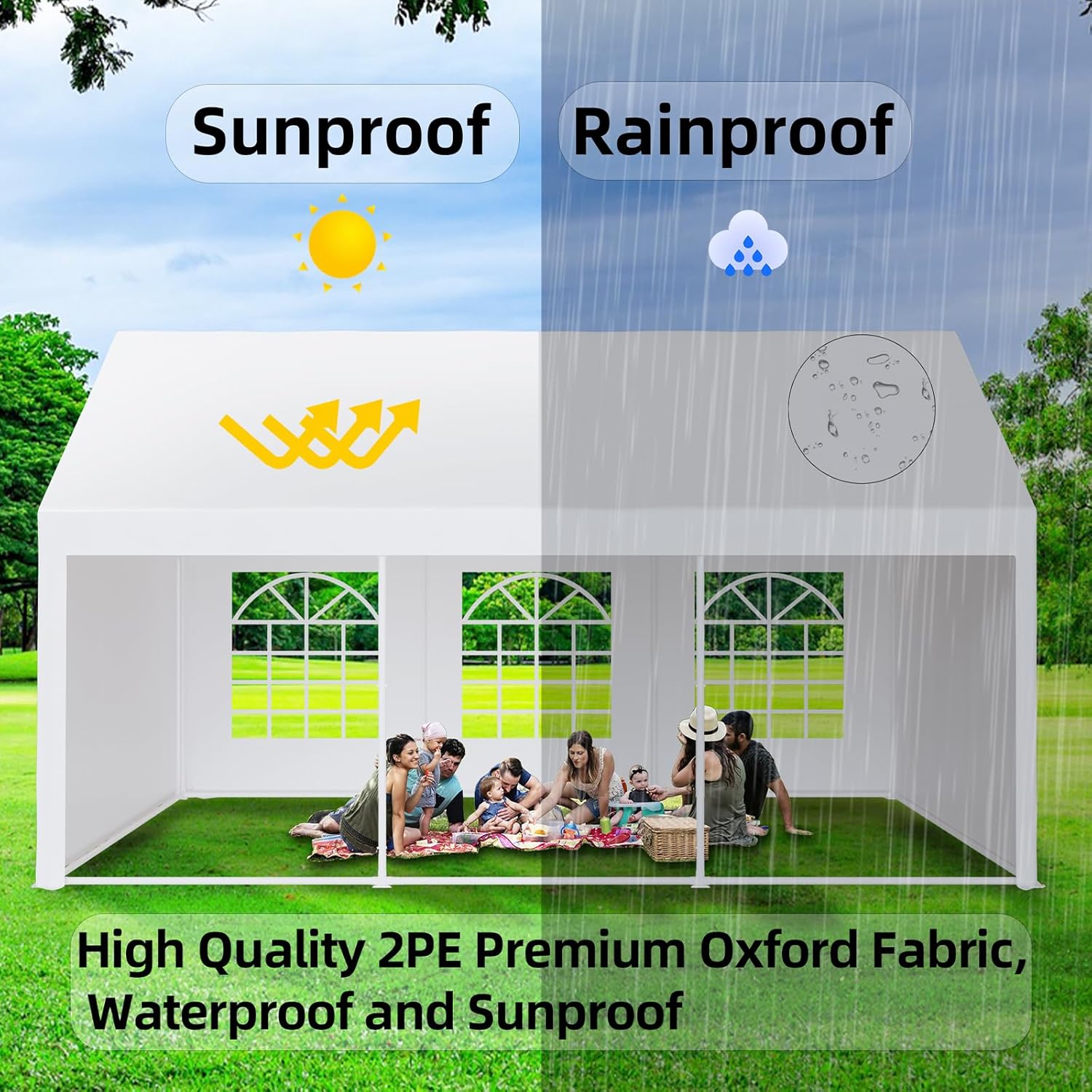 20 x 20 FT Outdoor Party Tent Canopy with Removable Sidewalls, White R736426