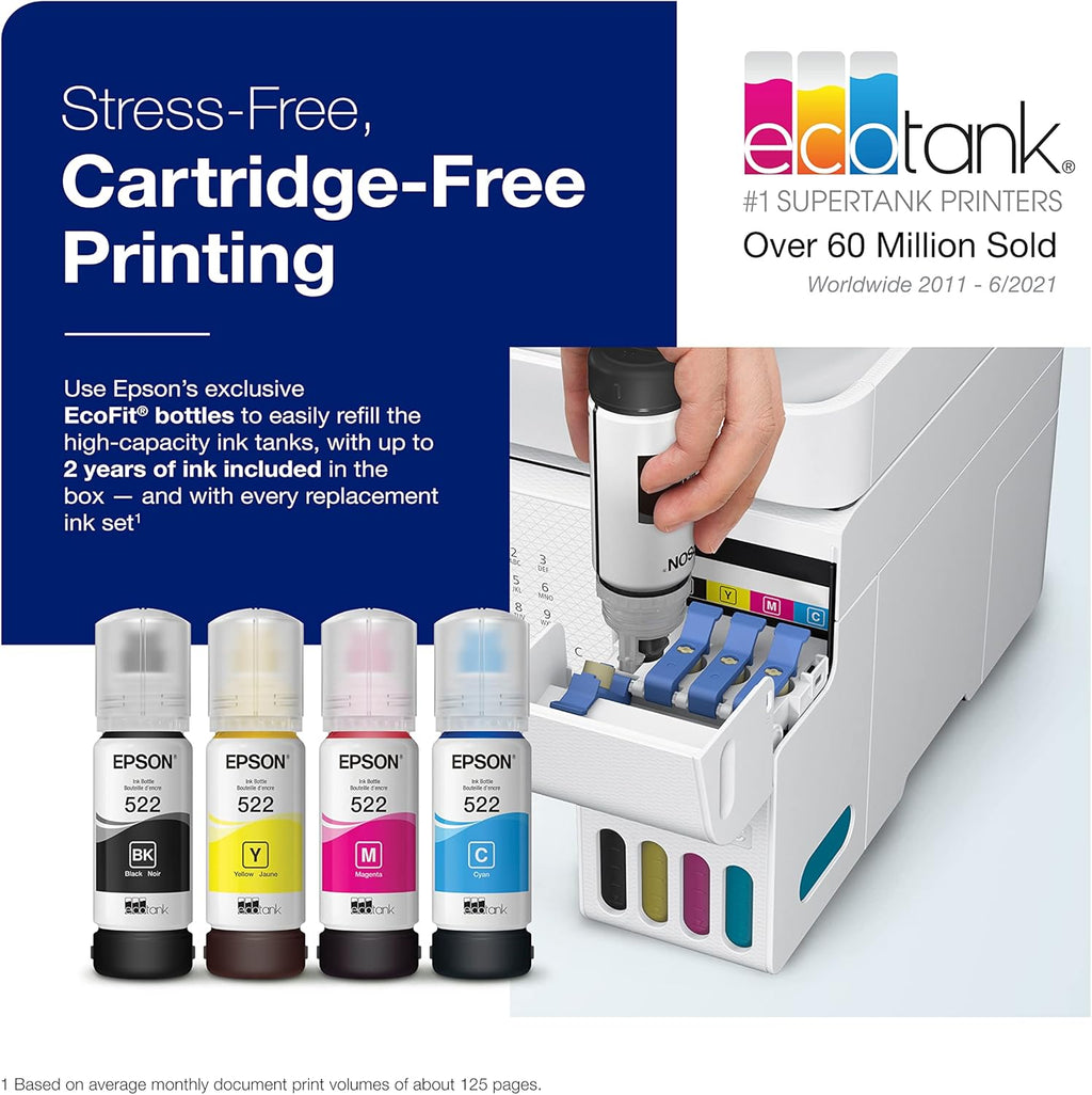 Wireless All-in-One Supertank Printer with Scanner, Wide-Format Printing up to 13" x 19" F550