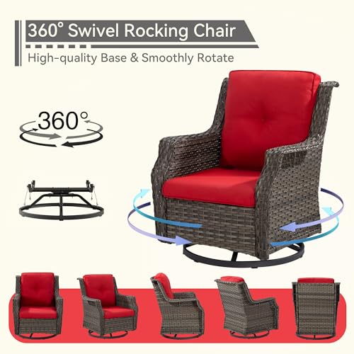 Outdoor Swivel Rocker Patio Chair with Olefin Fabric Cushions H736376