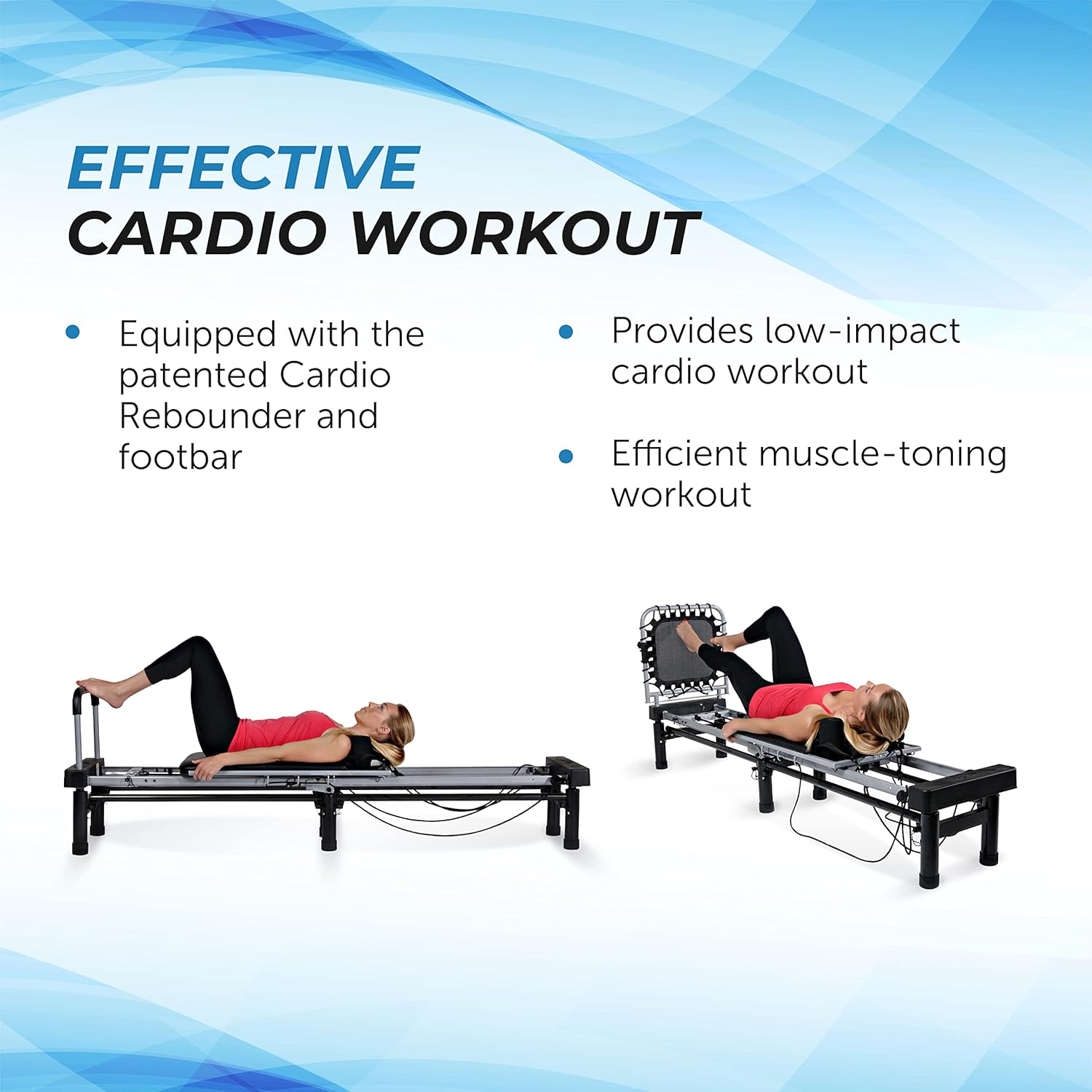 Pilates Reformer Machine for Home Gym with Cardio Rebounder, 300 lbs Capacity D47155
