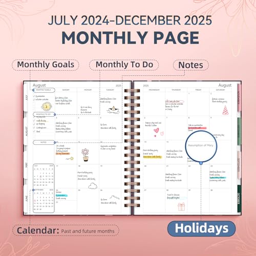 18 Month Weekly & Monthly Planner Spiral Bound Hardcover with Stickers R71205