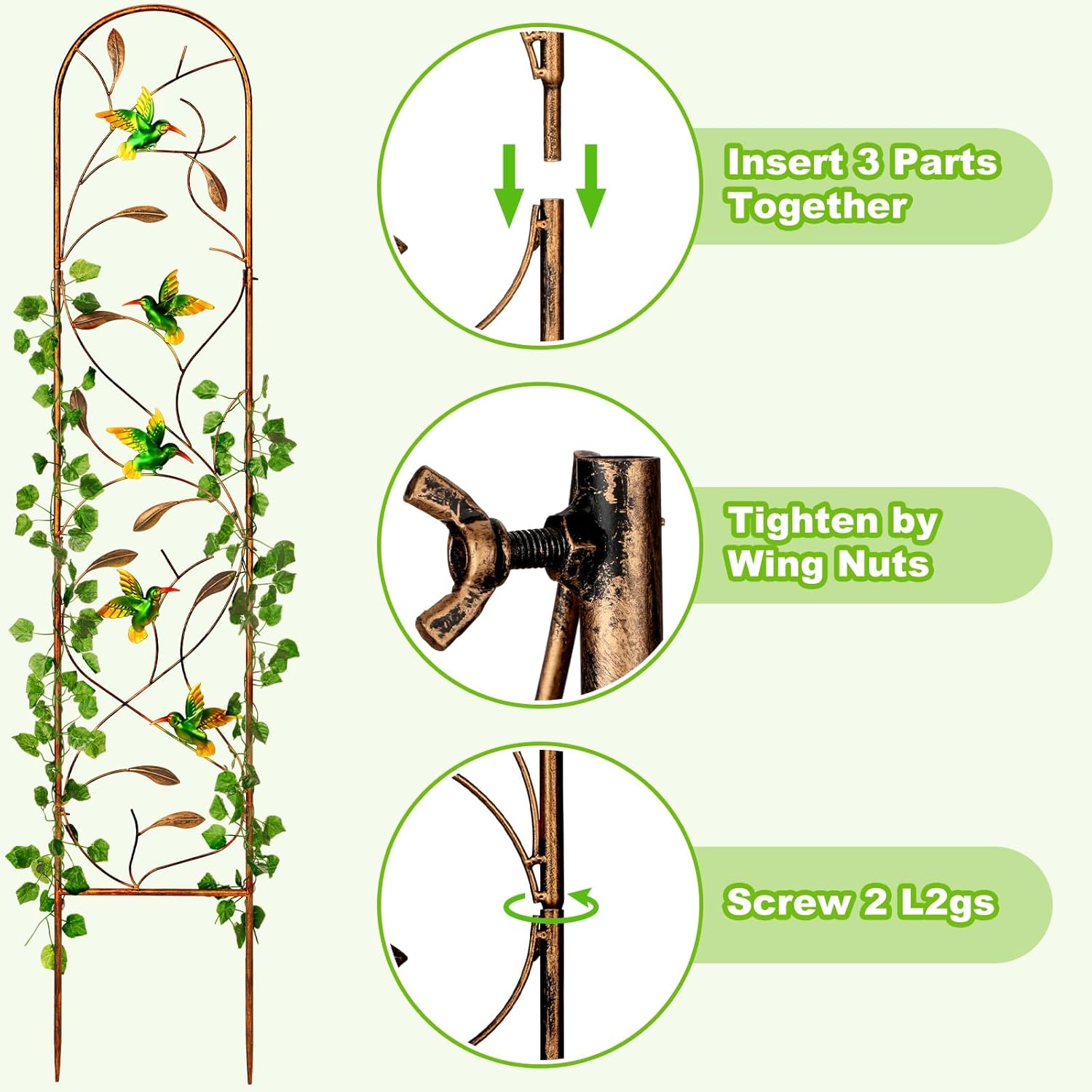 Metal Garden Trellis 60 Inch for Climbing Plants Outdoor I411