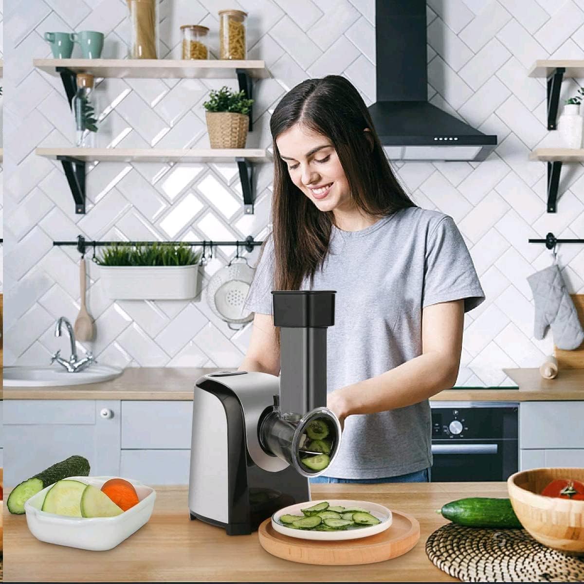 Electric Cheese Grater, 5 in 1 Vegetable Slicer and Spiralizer, 150W F148819